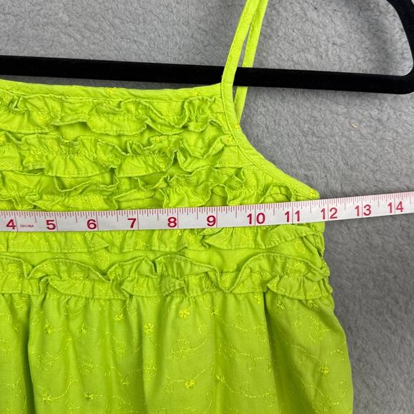 penelope mack Girls Smocked Sundress Lime Green Eyelet Cotton Size 8 NWOT - Picture 3 of 7